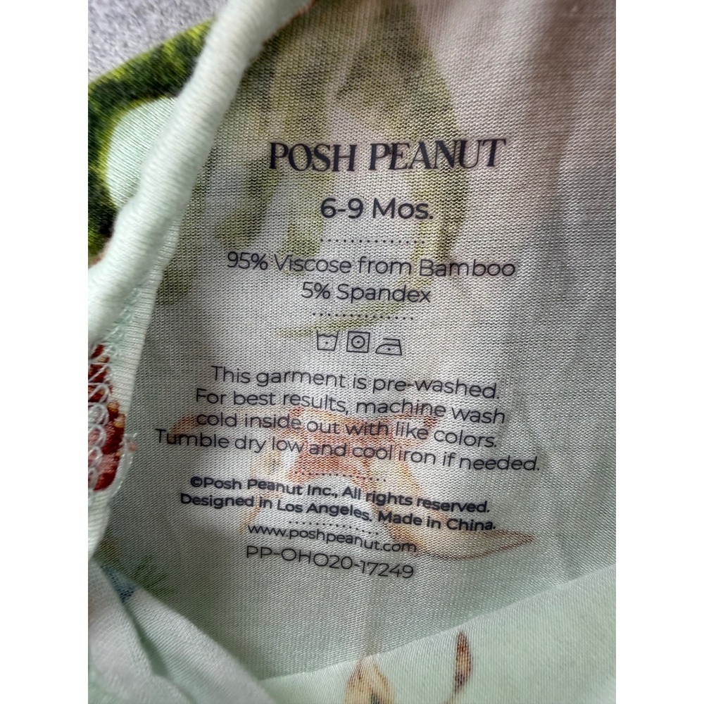 Posh Peanut Dinosaur Bamboo Short Sleeve Romper 6-9 Months Green PP-OHO20-17249 - Picture 3 of 5